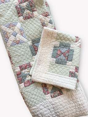 Vintage Eddie Bauer Patchwork Twin Quilt with Sham